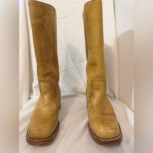 Vintage 90’s Frye Tall Smooth Leather Western Boots in Tan